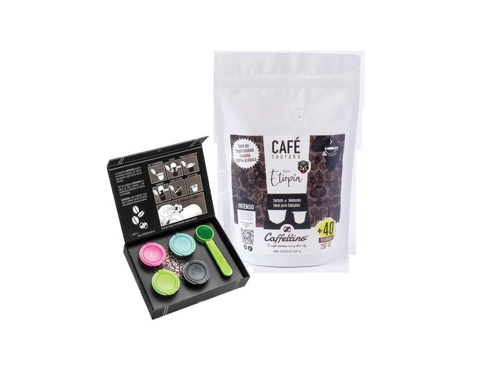 Caffettino 4 Capsulas rellenables para Nespresso y Café de Especialidad de Etiopía