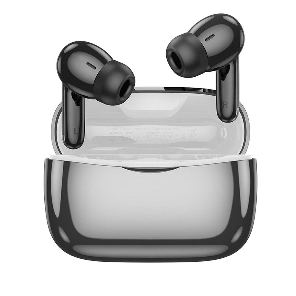 Hoco Auriculares inalámbricos Bluetooth TWS ANC ENC EQ16 en negro brillante.