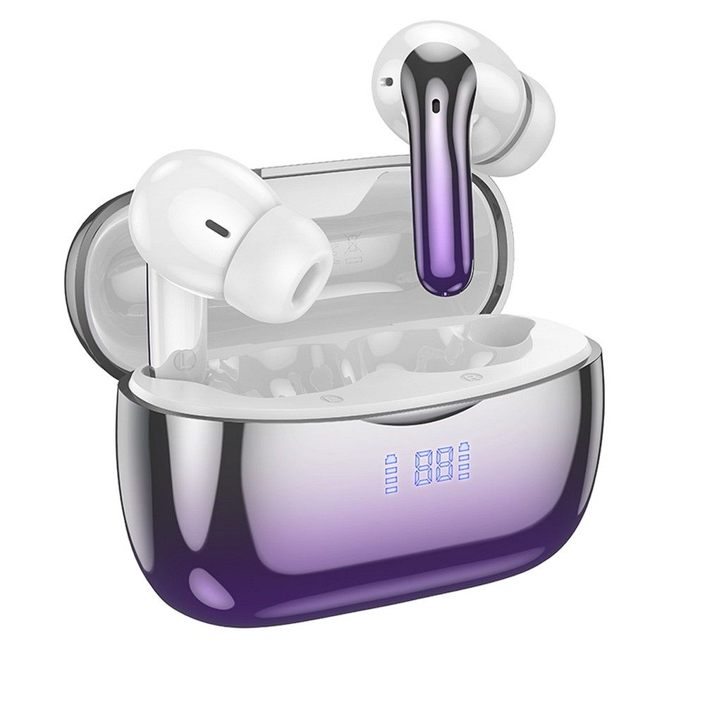 Hoco Auriculares inalámbricos Bluetooth TWS ANC ENC EQ16 en lila brillante.